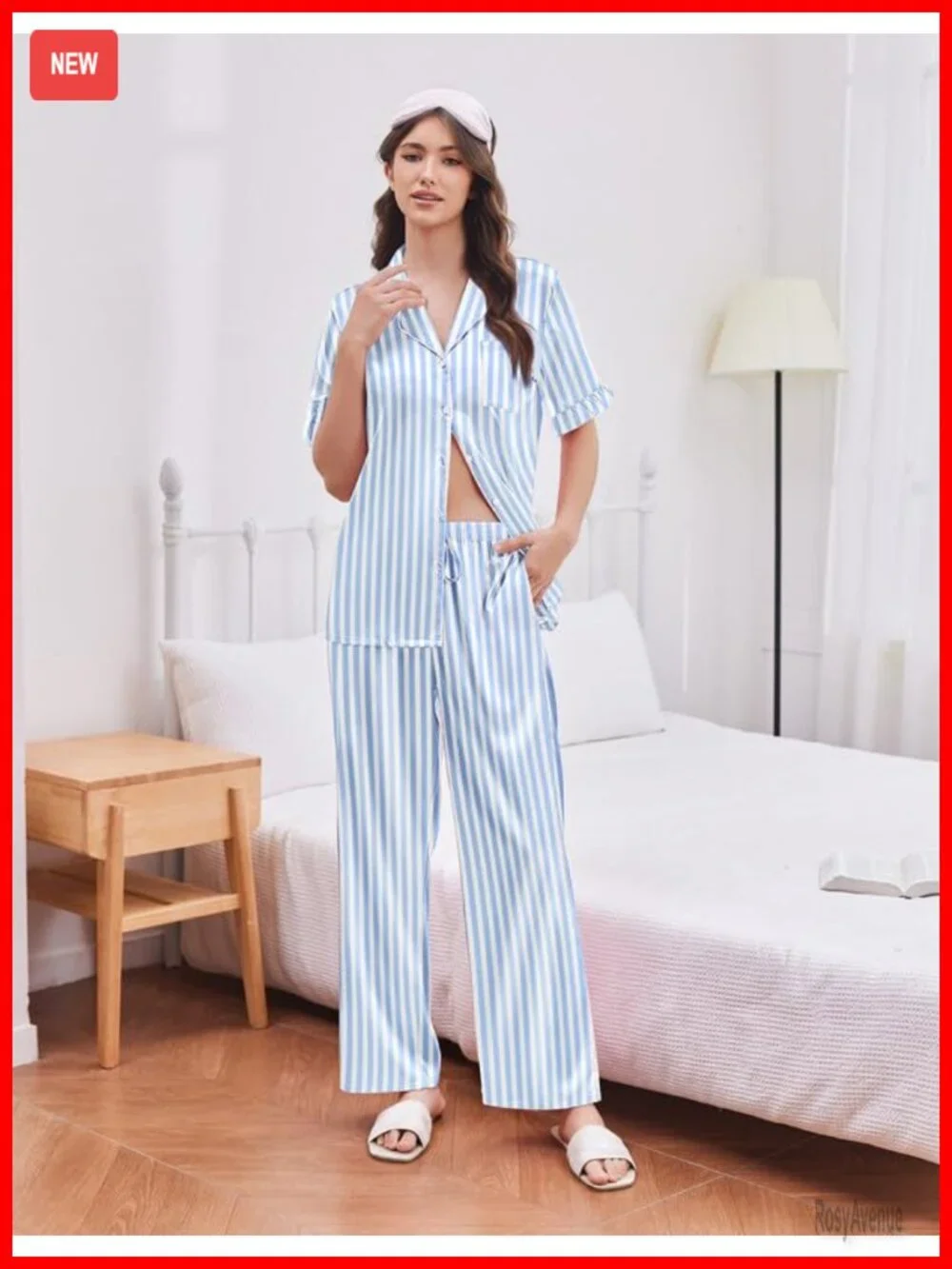 Silk Satin Pajama Set - 2 Piece Button Up Sleepwear with Pockets